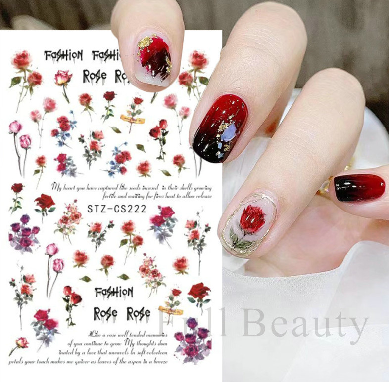 Nail Art Rose Flower Butterfly Hello Kitty Bow Decal Self Adhesive stickers NS50
