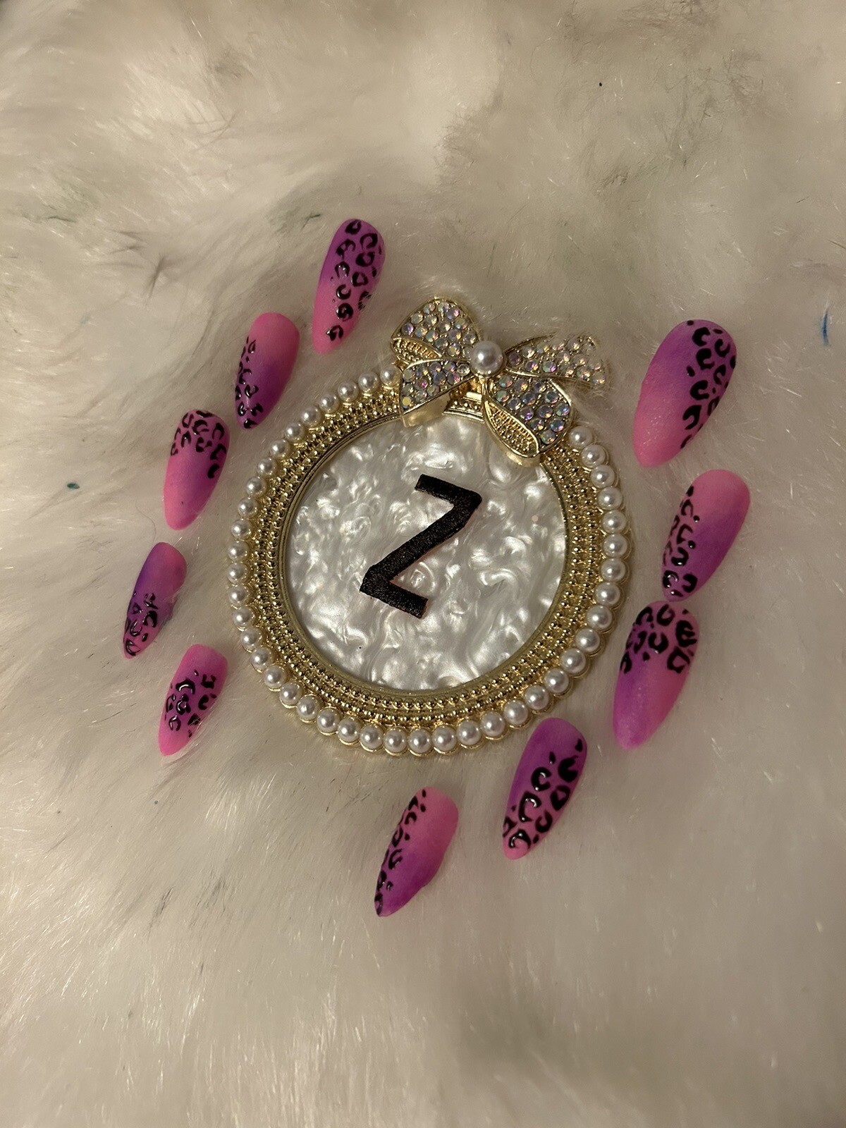 Z NAILZ! Set Of Fushia, Pink & Purple Animal Print M Almond Press On Nails