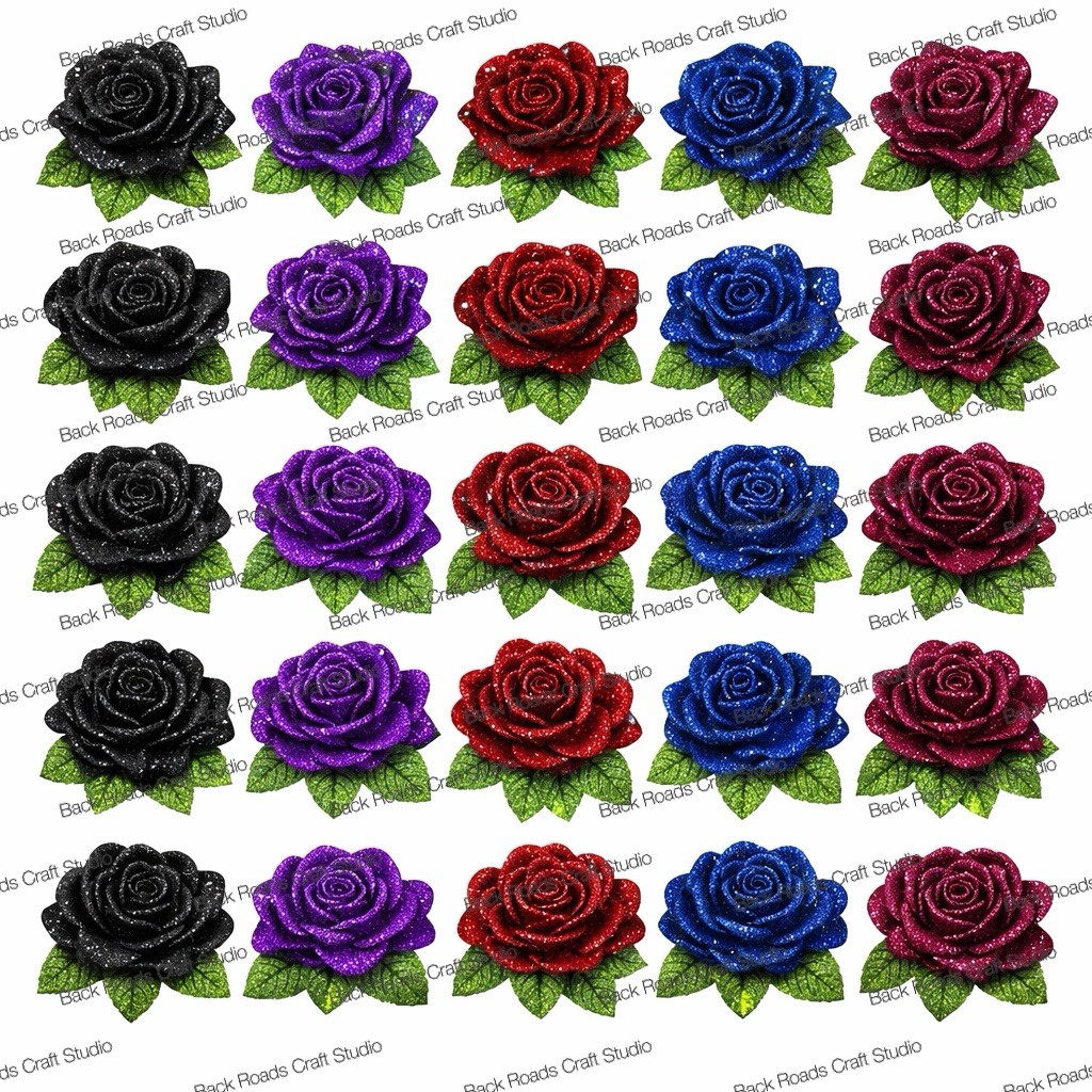 Glitter Roses Waterslide Nail Art Decals Set Of 50 Instructions Bonus