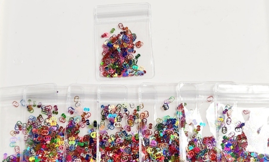 NWT NAIL ART DESIGN MULTICOLORED MIXTURE FLAT METALLIC FOIL LUXURY LOGO SEQUINS