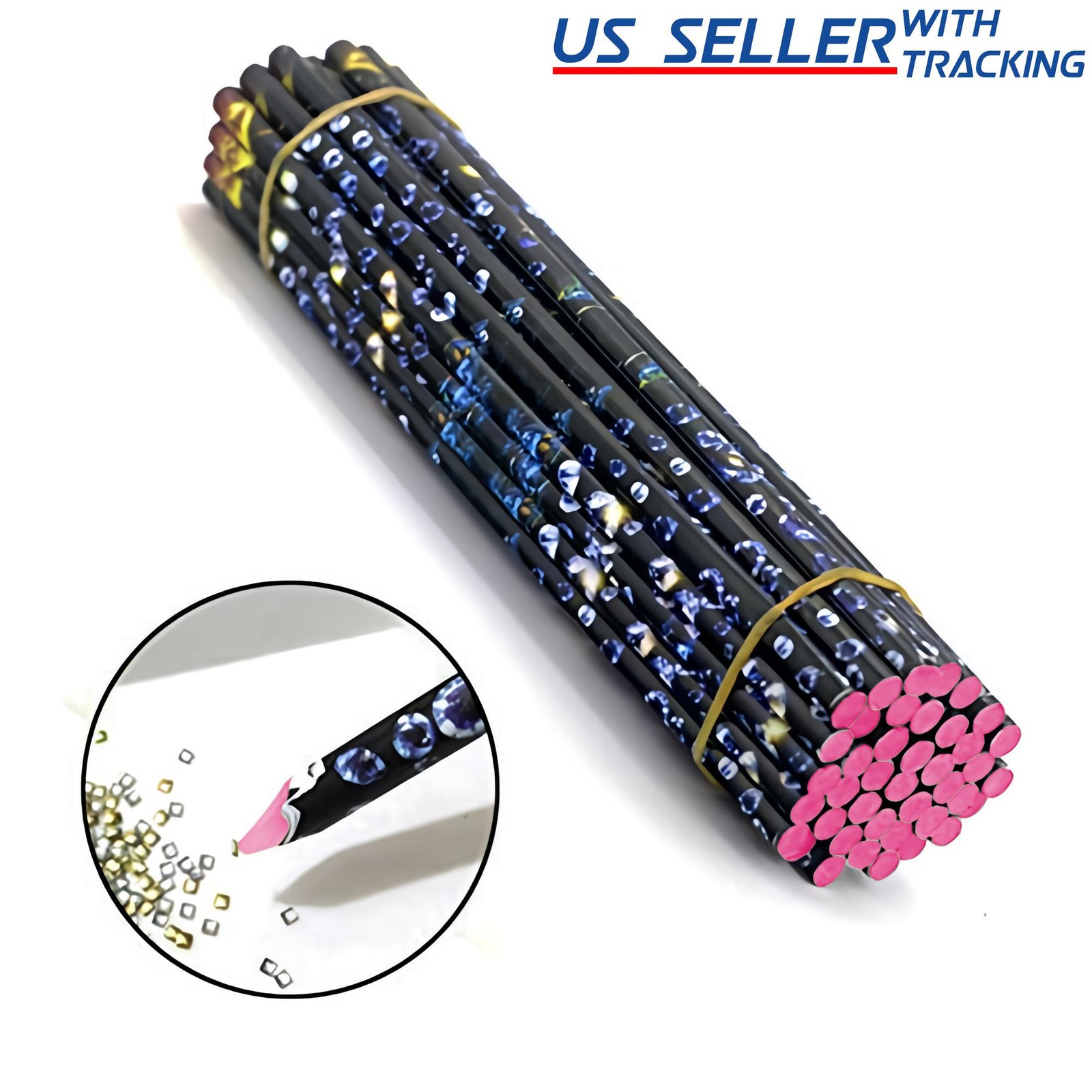 10-Piece Wax Pen Rhinestone Picker – Gem Crystal Nail Art Craft Decor Tool, Pink