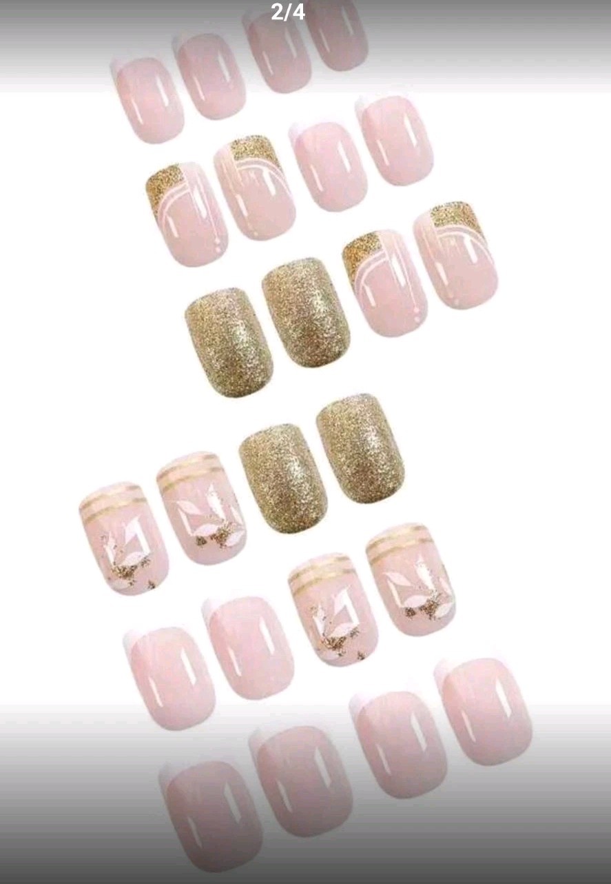 Little Romance 24 Pieces Of Short Square Nails French White Edge Nail Set