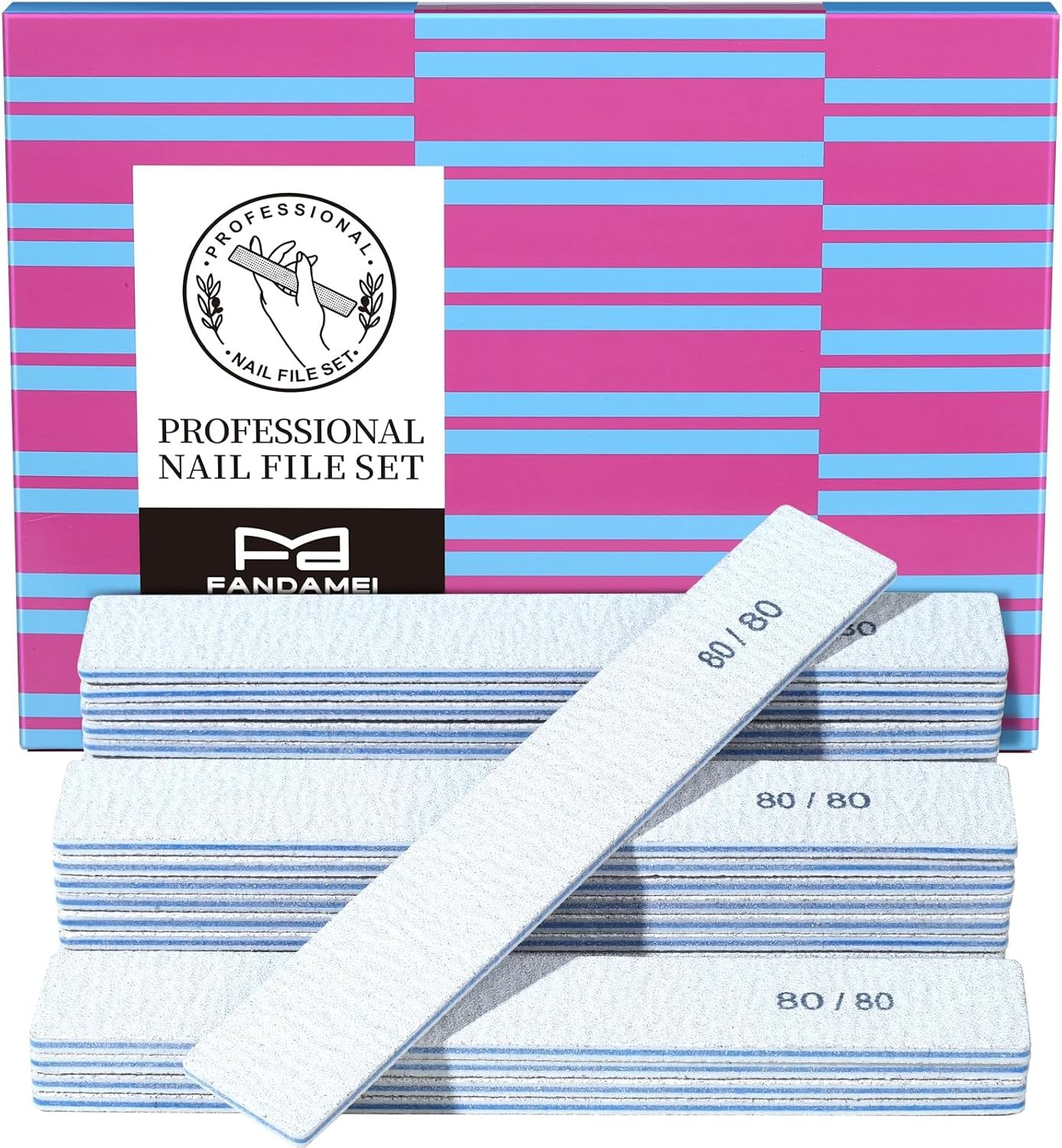 FANDEI Nail File, 80/80 Grit Nail Files, Double Sided Emery Boards for