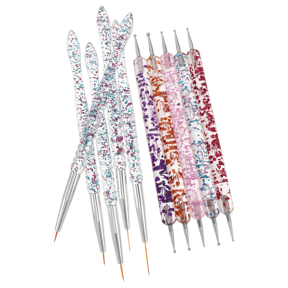 10 Pcs Pointed Nail Brush Graffiti Dotting Pen Double End Dual-line Contour