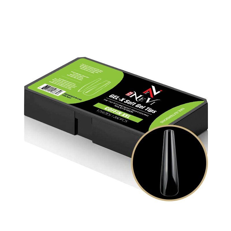 Nail Gel-X Natural Box of Tips 12 Size NeVi USA (Coffin XXL )