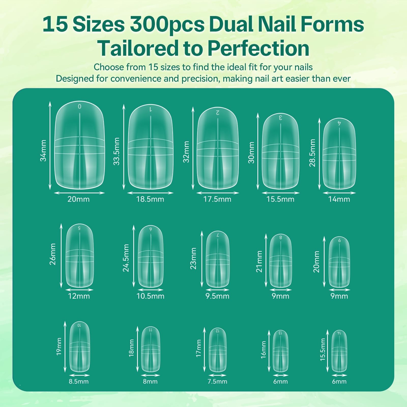 300PCS Polygel Nail Forms for Toes, Reusable Dual Forms for Poly Extension, F…