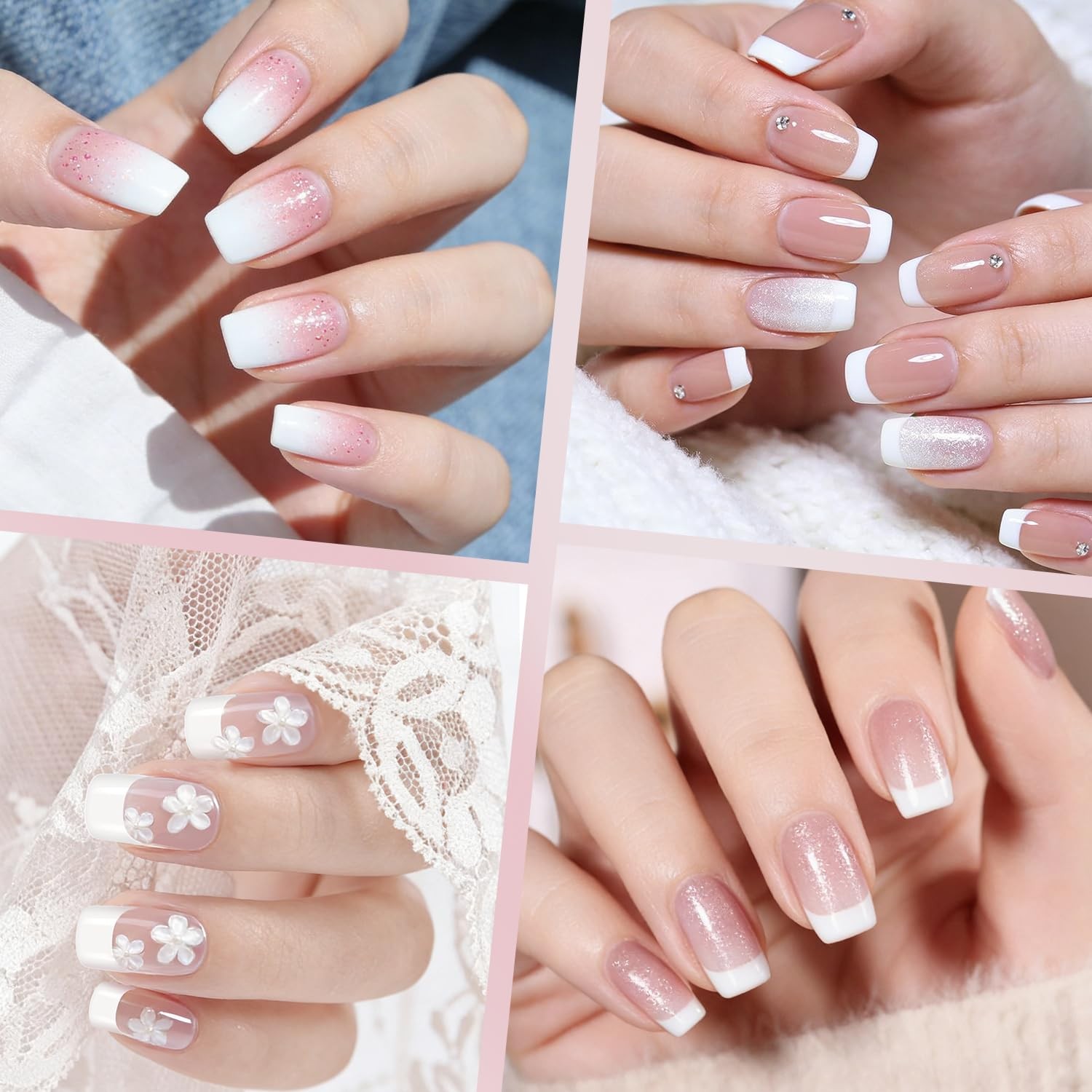 Ranrose 600PCS 600 Piece Assortment, 600pcs White Short French Nail Tips