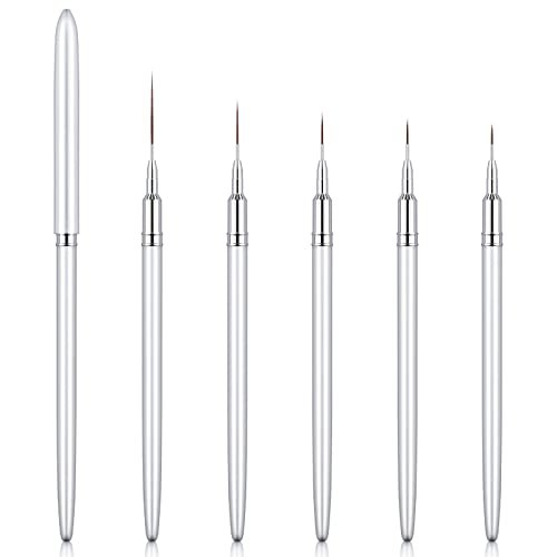 5PC Nail Art Brush Set – Long Liner, UV Gel Polish, Metal Handle, Sizes 7-25mm