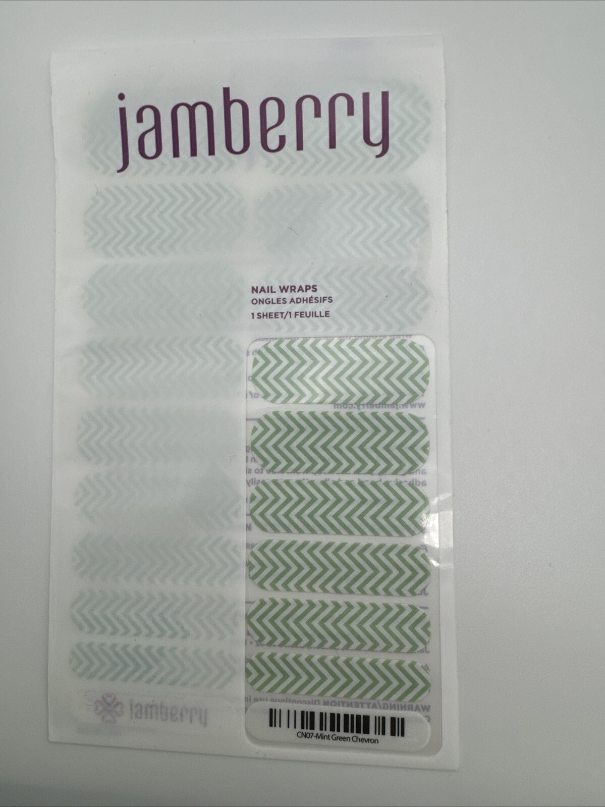 Jamberry Nail Wraps Mint Green Chevron Full Sheet