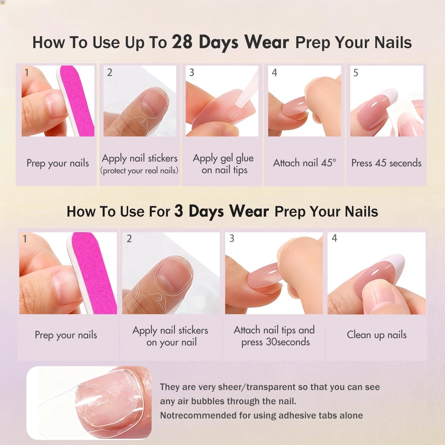 SXVME Chrome Brown French Tip Press on Nails Short Almond, Glazed Cute Fake N…