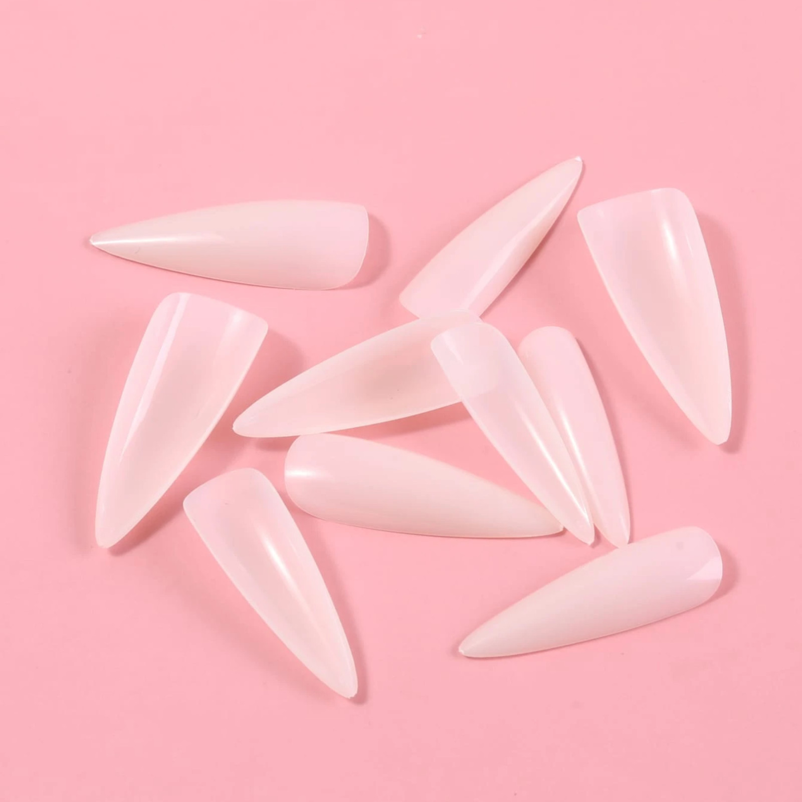 New 500pcs Long Stiletto Nail Tips XL Clear Acrylic False Nails Pointy for Women