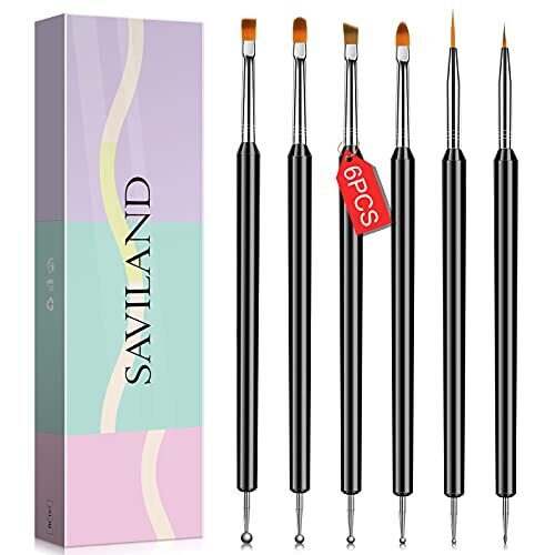 Nail Art Brush Set – 6pcs Double-End Nail Art Brushes Nail Painting Brushes