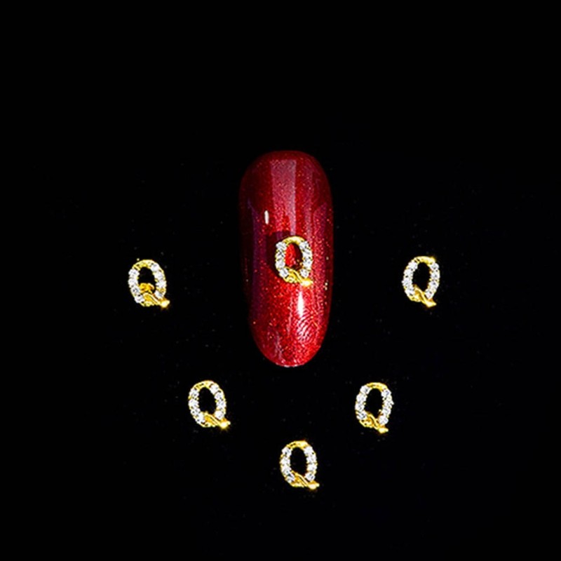 3D Metal Nail Gold Capital English Letters for Rhinestone A-Z 26Pcs Nail art Dec