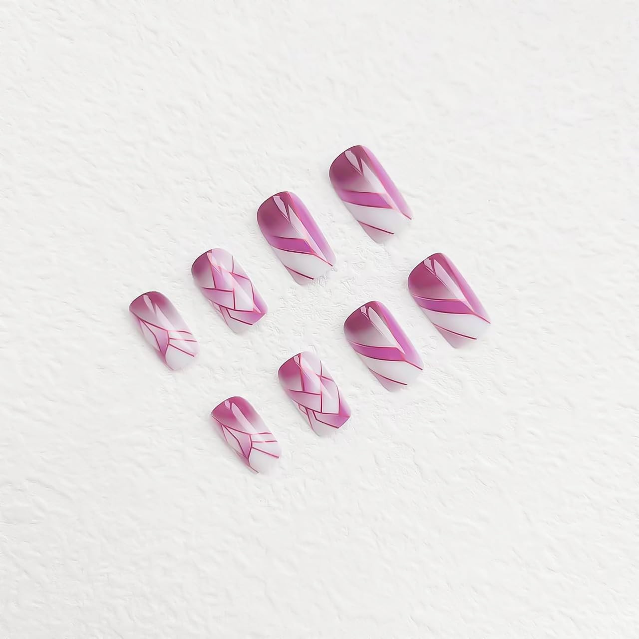 24Pcs Square Press on Nails Medium Fake Nails with Glossy Full Cover False Nails