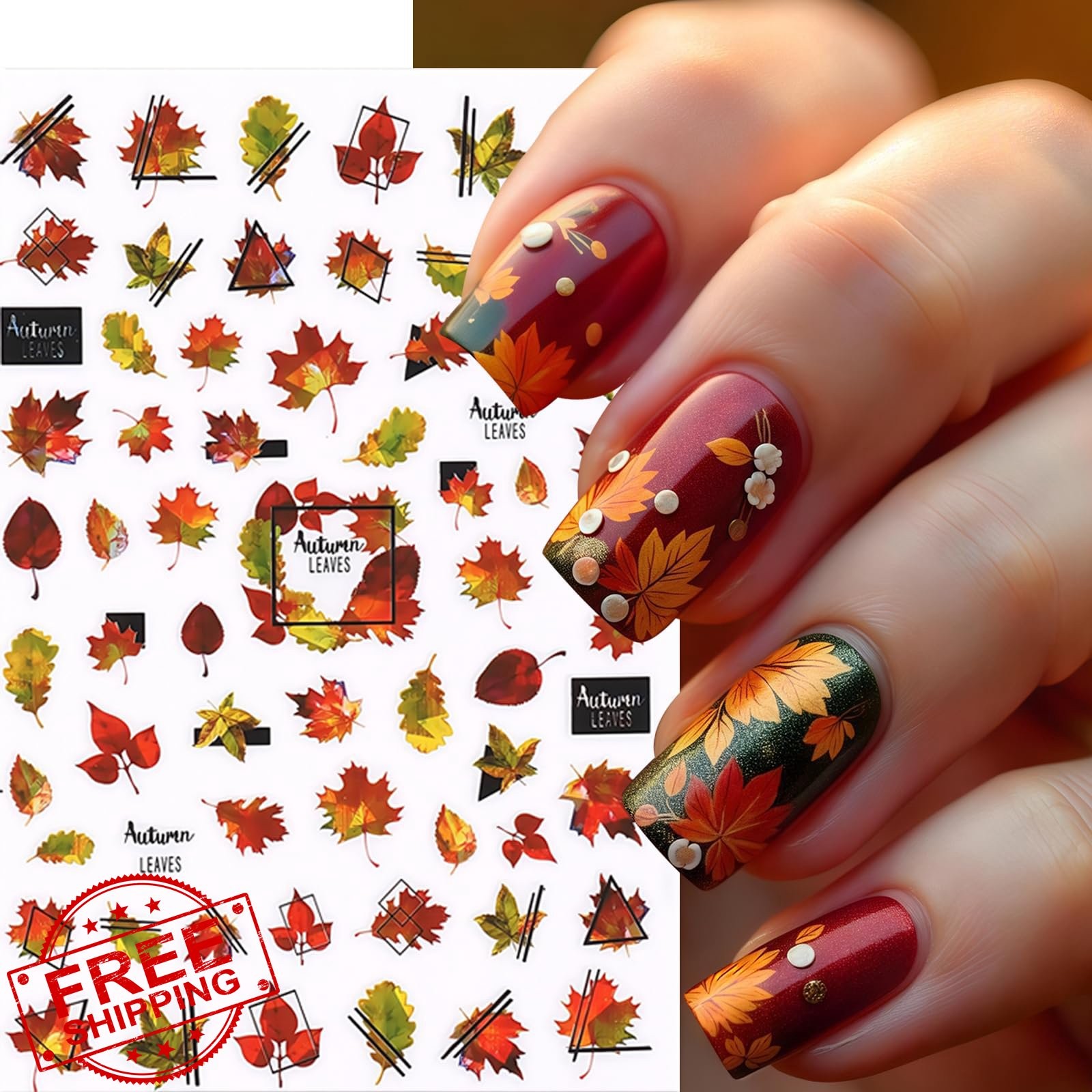 SHUXILIN Maple Leaf Nail Art Stickers Fall Leaves
