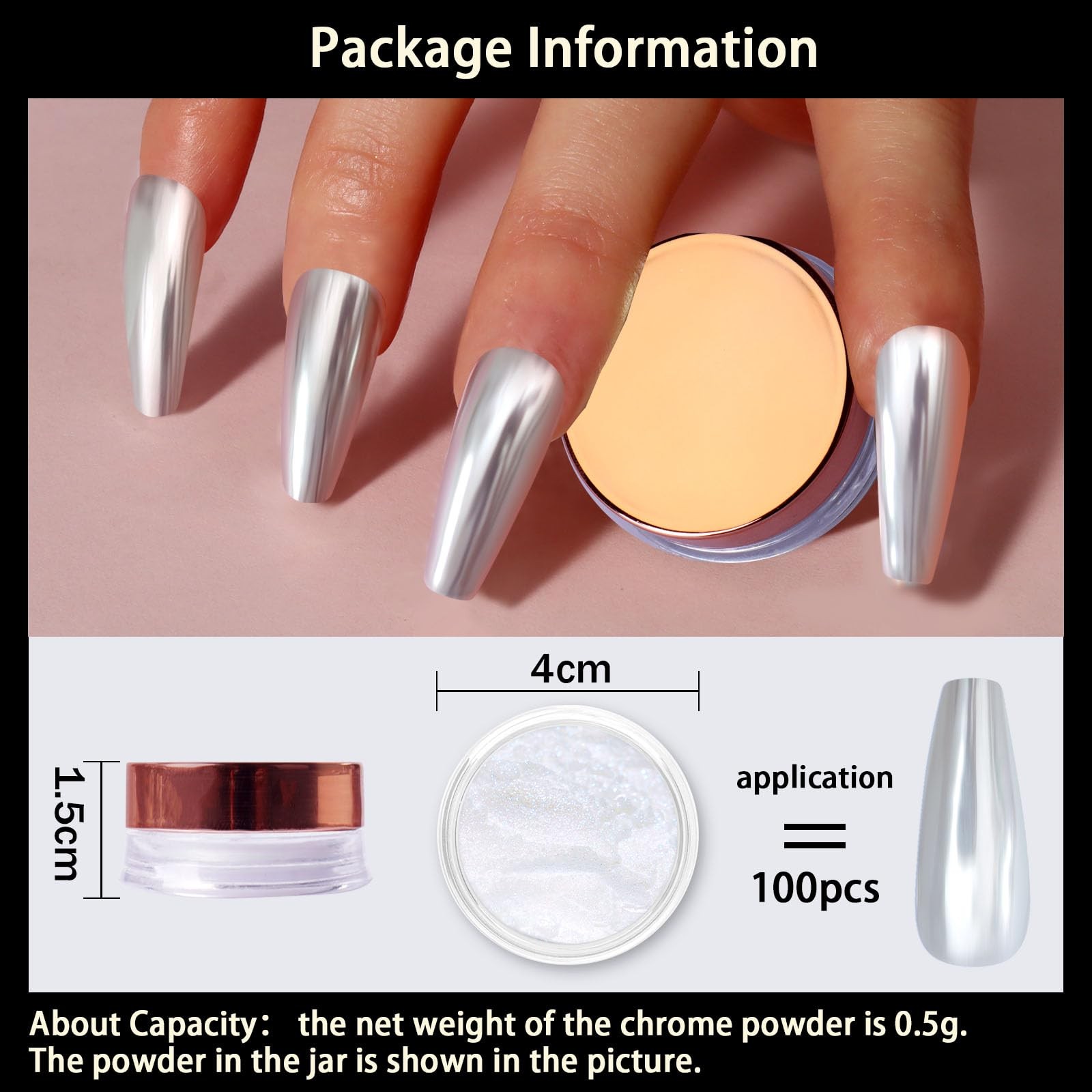 Unicorn Chrome Nail Powder, Aurora Mermaid Iridescent White Pearl Nail Chrome…