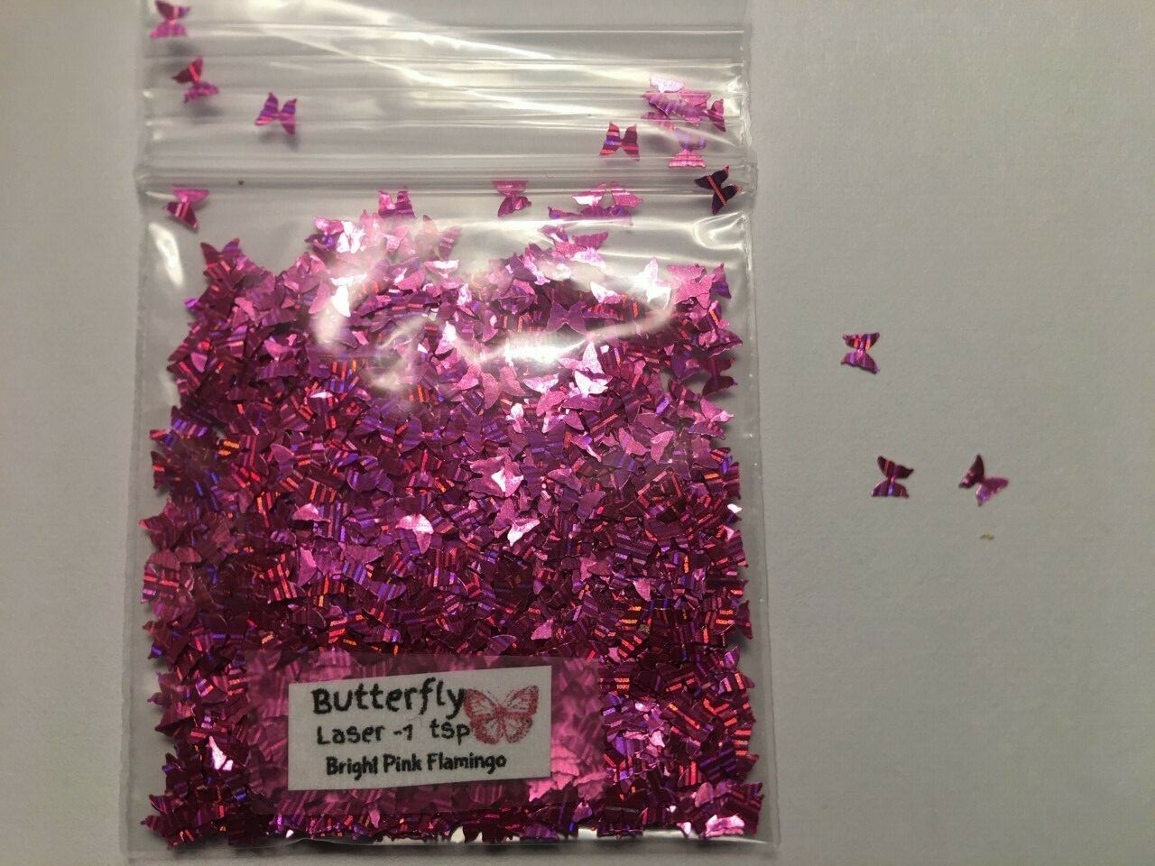 NEW Laser BUTTERFLY (Bright Pink Flamingo) Glitter 1tsp-4Nail Art Face Craft-US