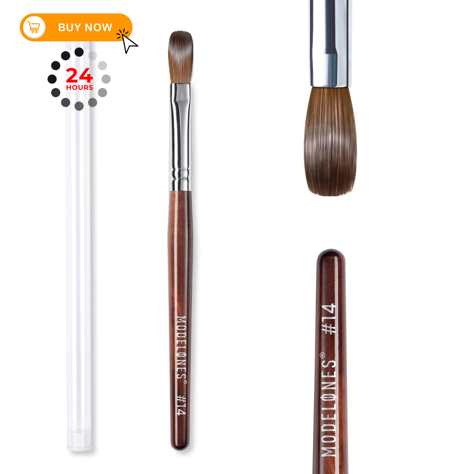 Modelones Kolinsky Sable Acrylic Nail Art Brushes #14 14, Red