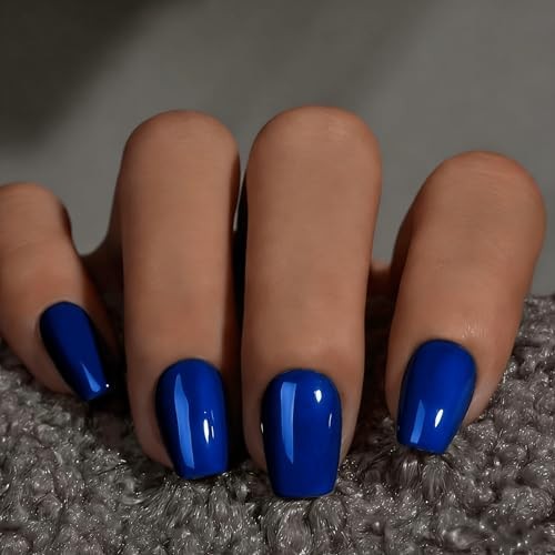 Short Coffin Press on Nails – Royal Blue – Coffin with Glue