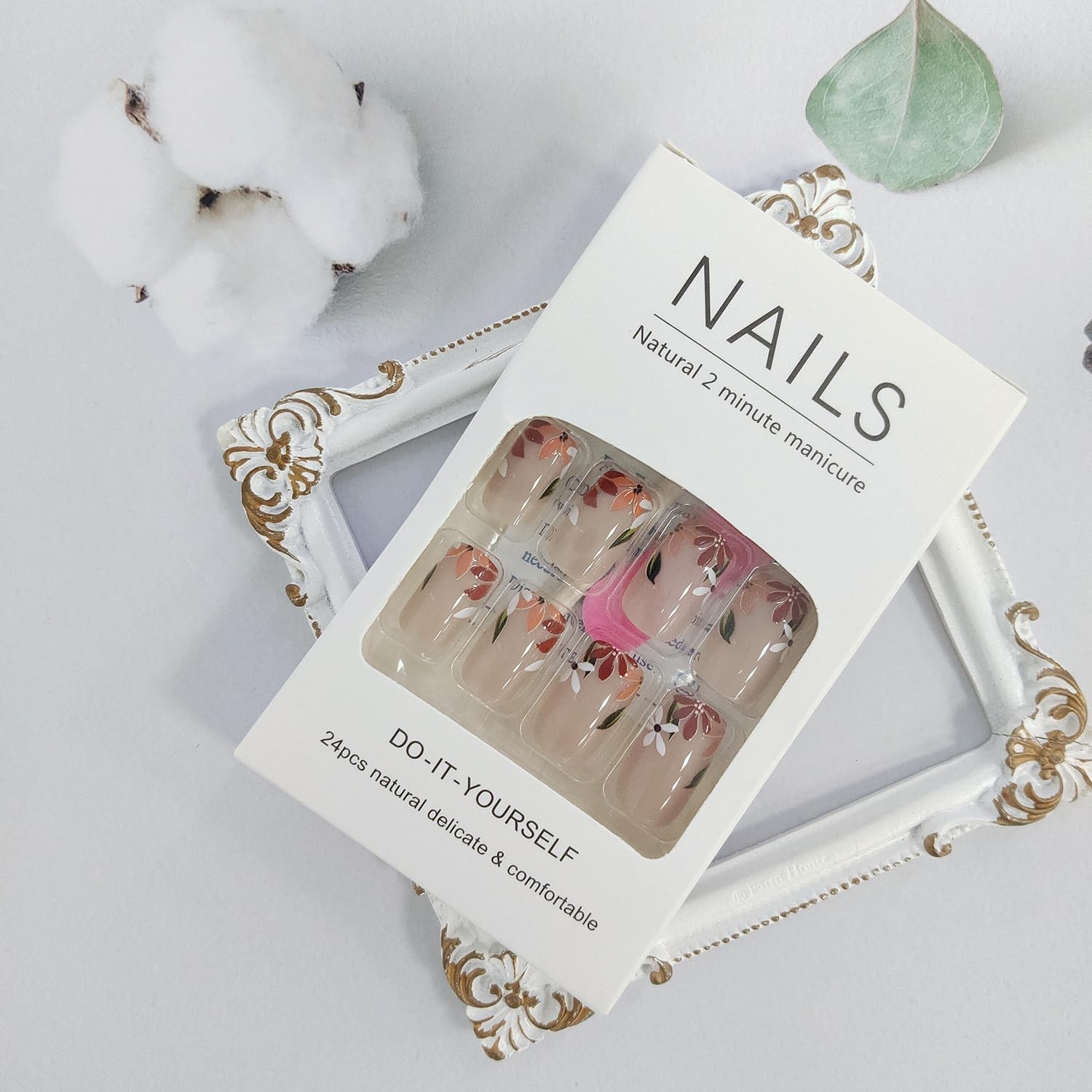24 Pcs Fall Thanksgiving Press on Nails Short Medium False Nails with Flower …