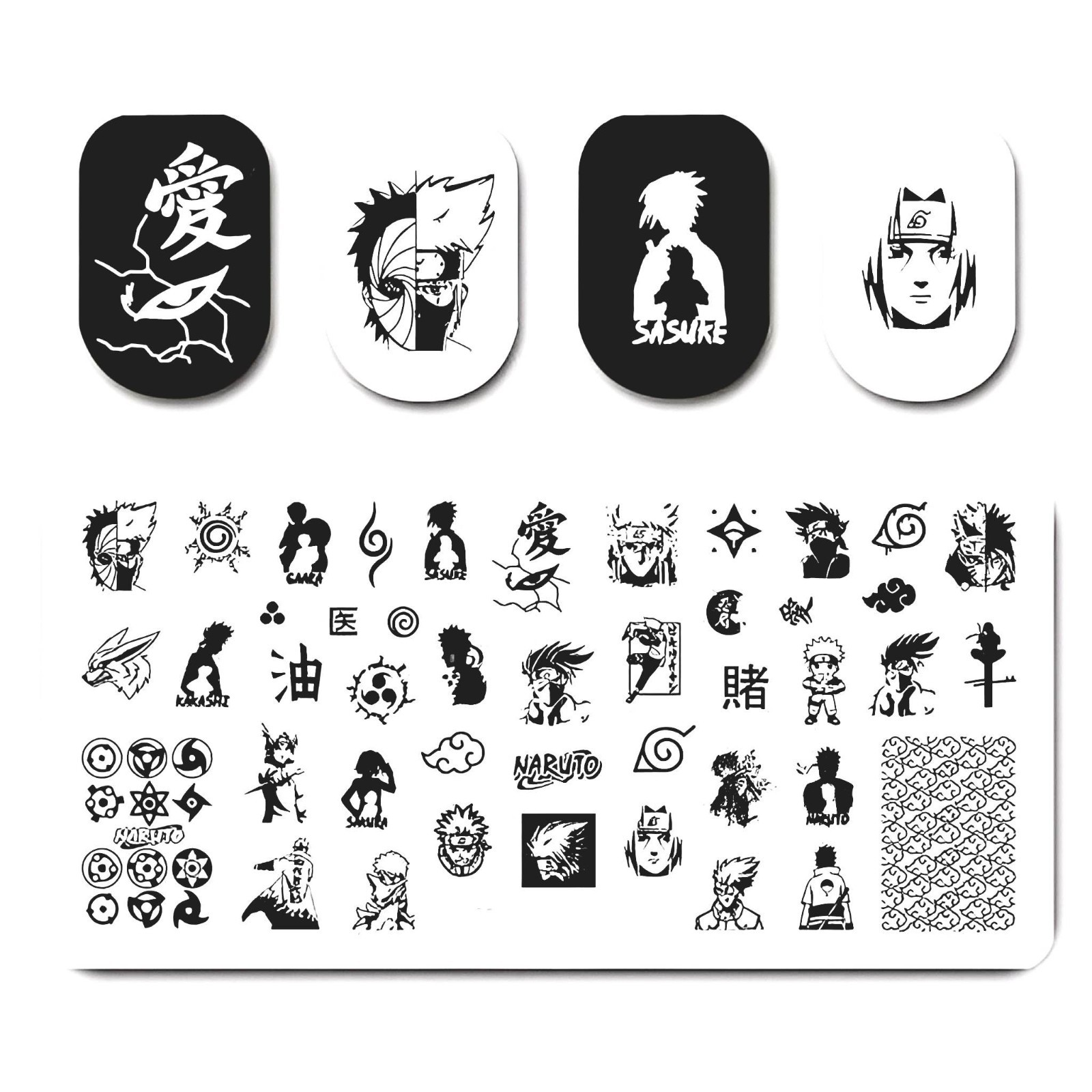High- Quality Durable Stainless Steel Naruto Anime Nail Stamping Plate