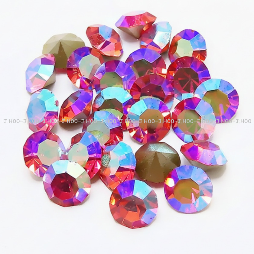Preciosa Czech Rose AB V-Cut Round Stone Pointed Back