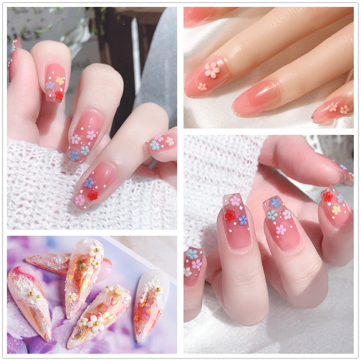 Flower Nail Charms for Acrylic Nails Manicure DIY Nail Decor Women Girls Crafts