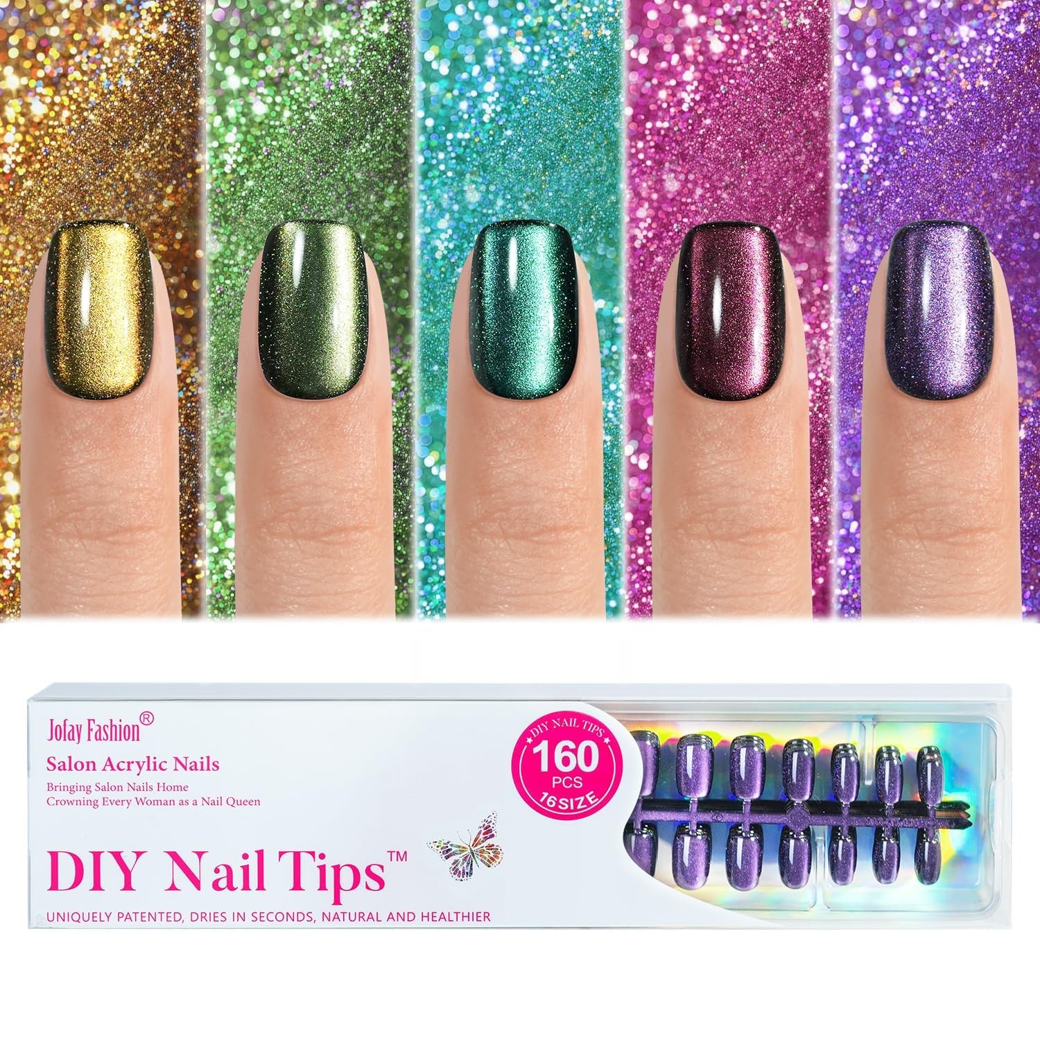 Bt Art Box Press On Nails – 160 PCS Soft Gel Fake Nails Kit for Manicure