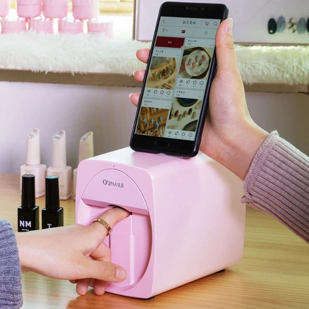 O’2NAILS Portable 3D Nail Printer Mobile APP DIY Nail Art Printing Home Machine