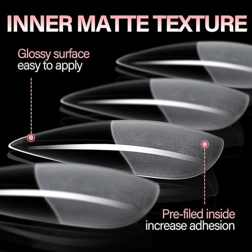 Nail Tips Full Cover Clear Gelly Nails Tips Half Matte Acrylic Long Almond
