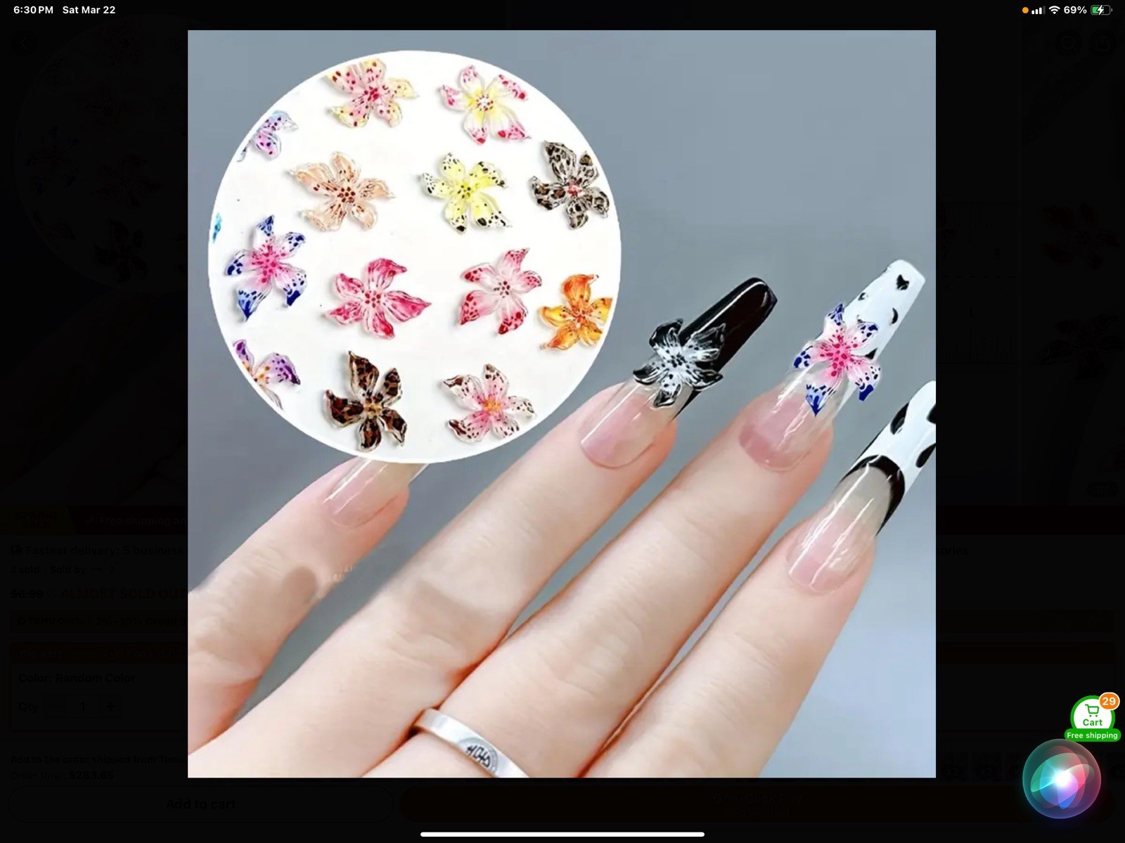 Trendy 3D BloomOrchid Flower Nail Art Charms/Flower Sakura Nail Art Decor/5 Each