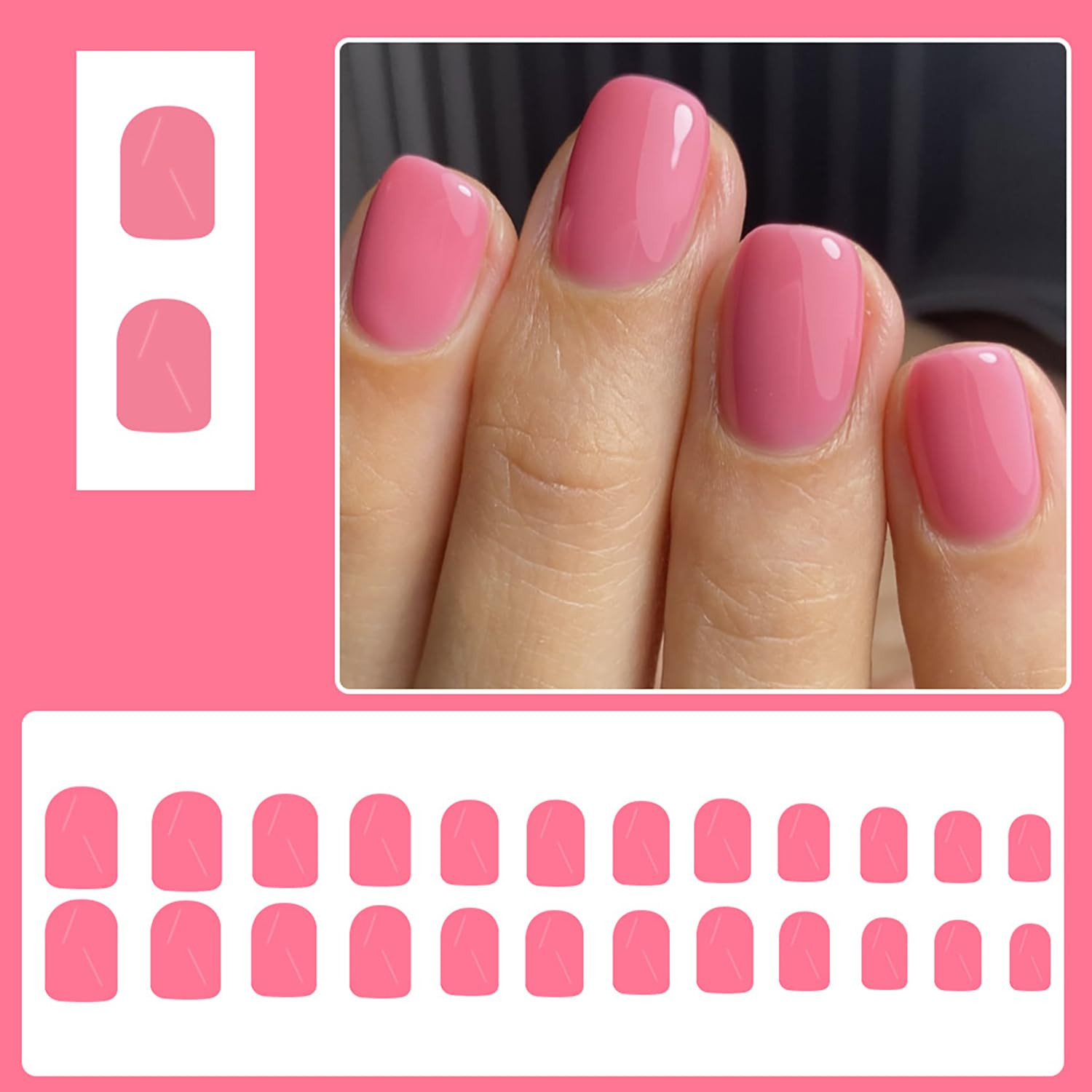 Nude Pink Press on Nails Short Square Fake Nails Press Ons Pink False Acrylic Na