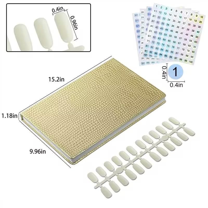 308 Colors Nail Swatches Book with 360 Tips & Number Labels – Gel Polish Color C