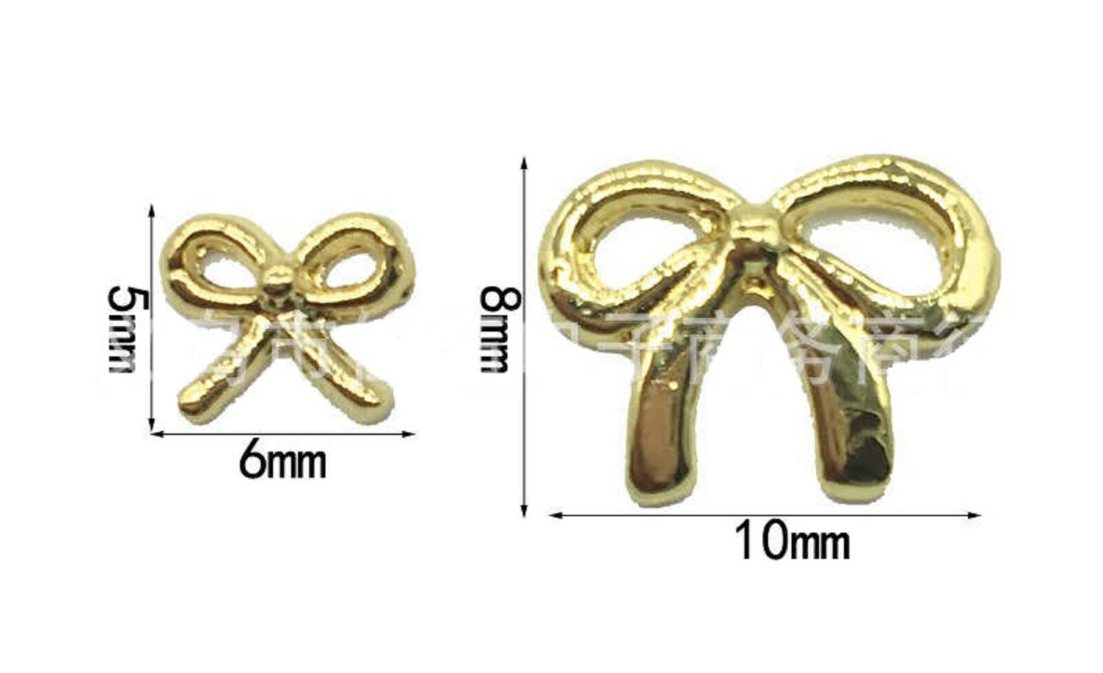 20Pcs New 3D Nail Art Solid Rose Gold Alloy Metal Cute Bow Ribbon DIY Decoration