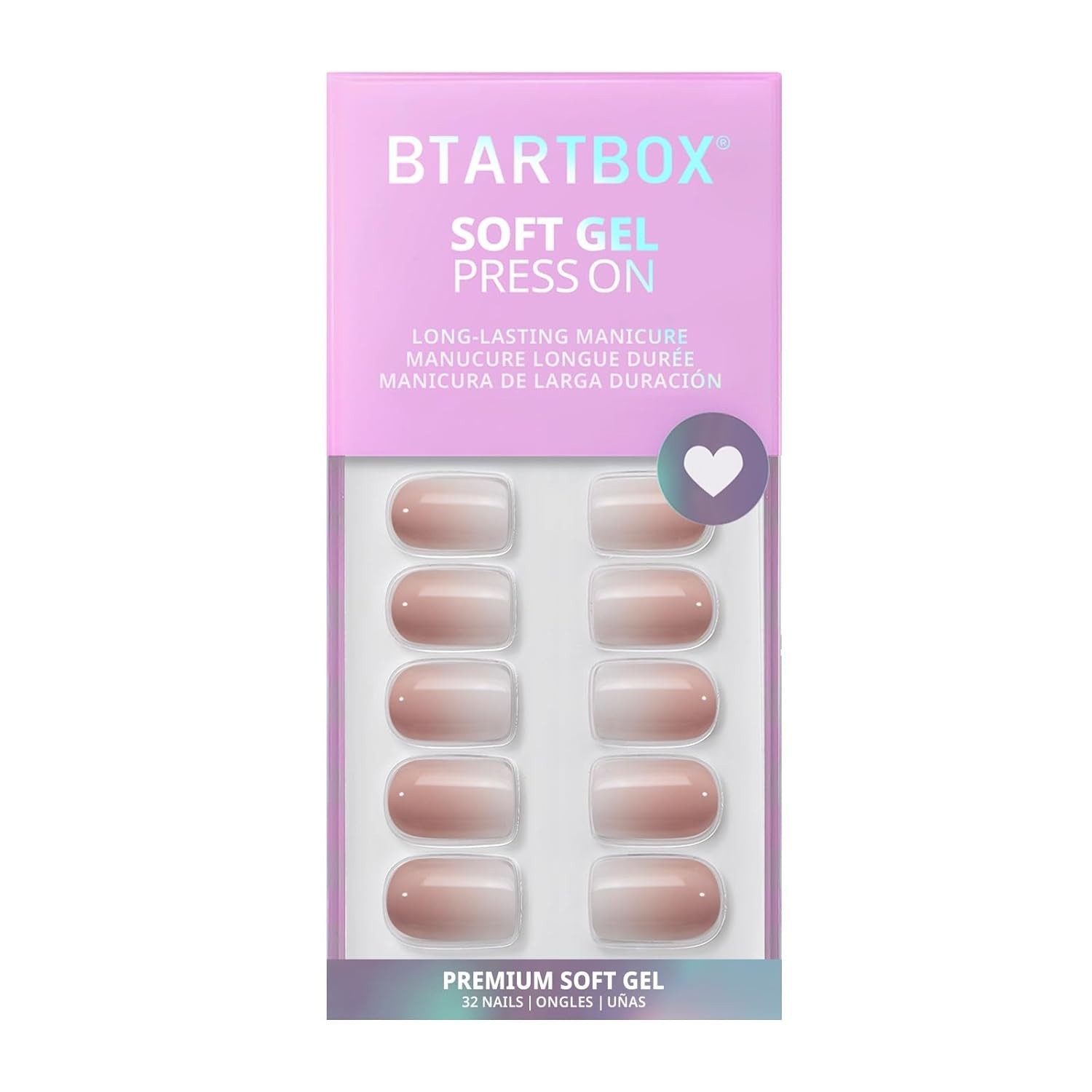 32 Reusable Square Ombre Gel Nails – Perfect Custom Fit, Easy to Apply