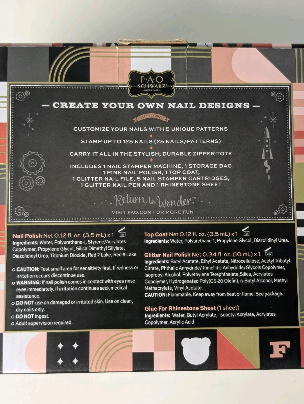 FAO Schwartz Nail Art Stamp Kit- pampered play for kids- New With Box