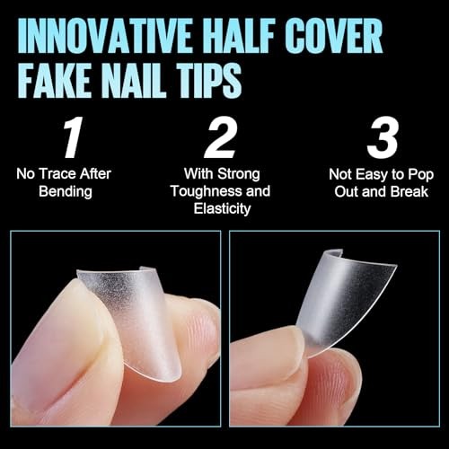 Short Coffin Nail Tips, 510Pcs Acrylic Half Cover Nail short coffin nail tips