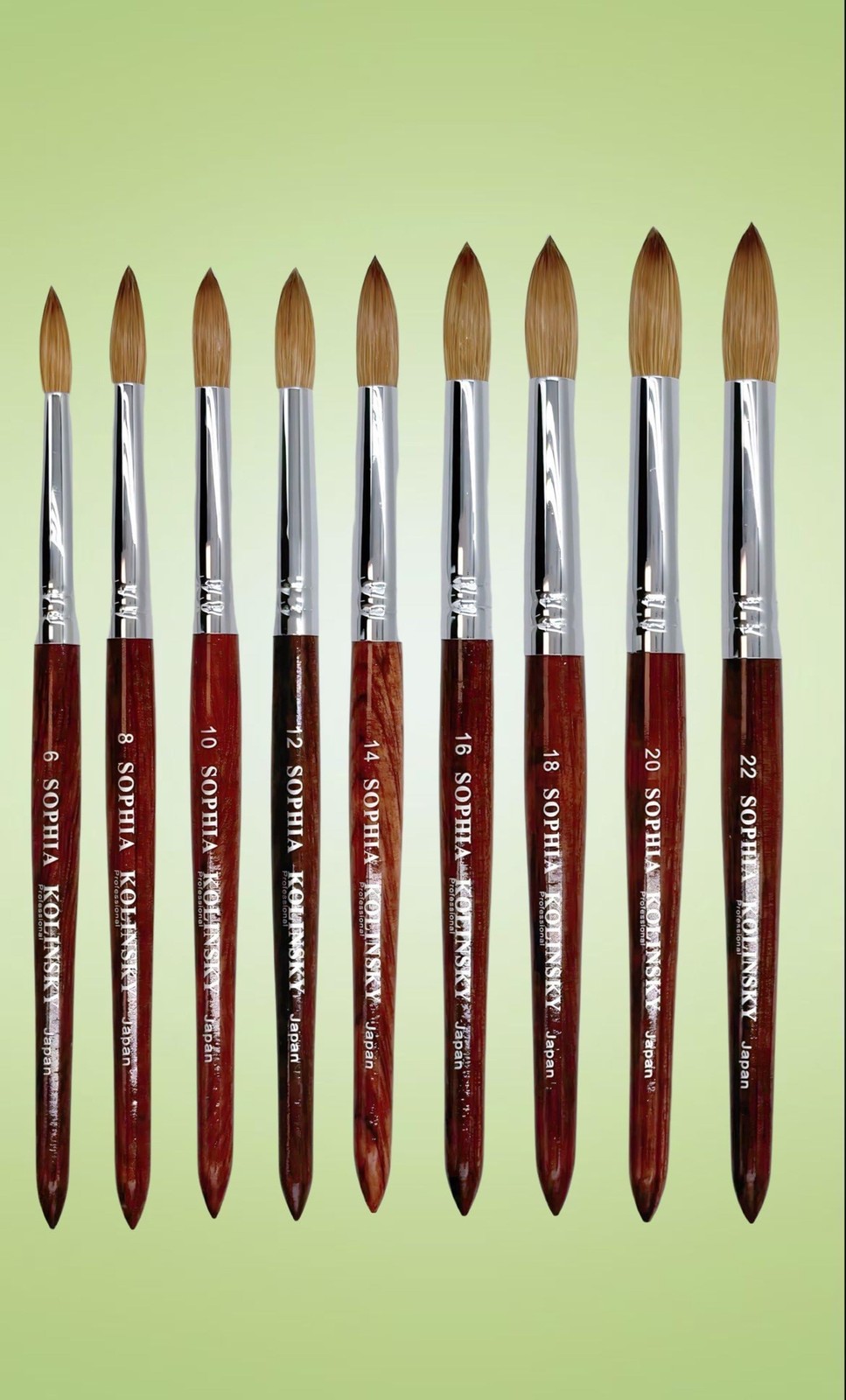 Sophia kolinsky Acrylic Nail Brush Pure Kolinsky Hair Round Shape Redwood handle