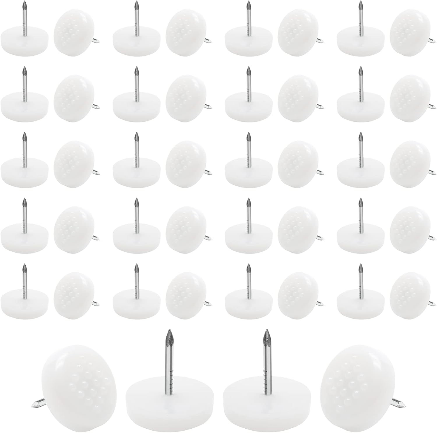 100 Pcs White Nail on Furniture Glides, 19mm/3/4 Nail Furniture Pads, Nylon Plas