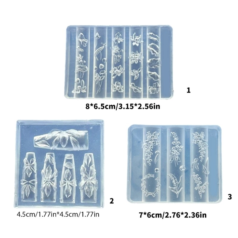 Silicone Embossing Sheets Featuring Floral Lace Bowknot 3D Nail Art Designs