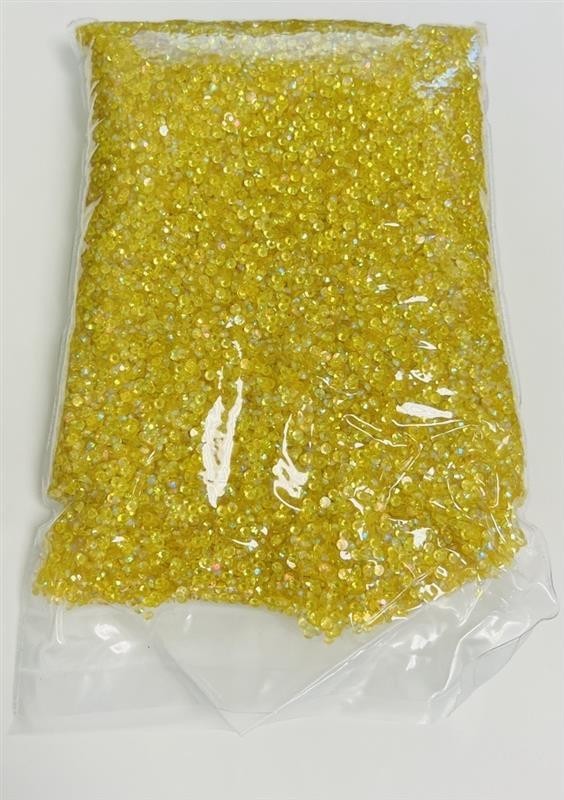 Yellow Transparent AB Jelly Resin 3mm Round Flat Back Nail Jewelry Crafting Gems