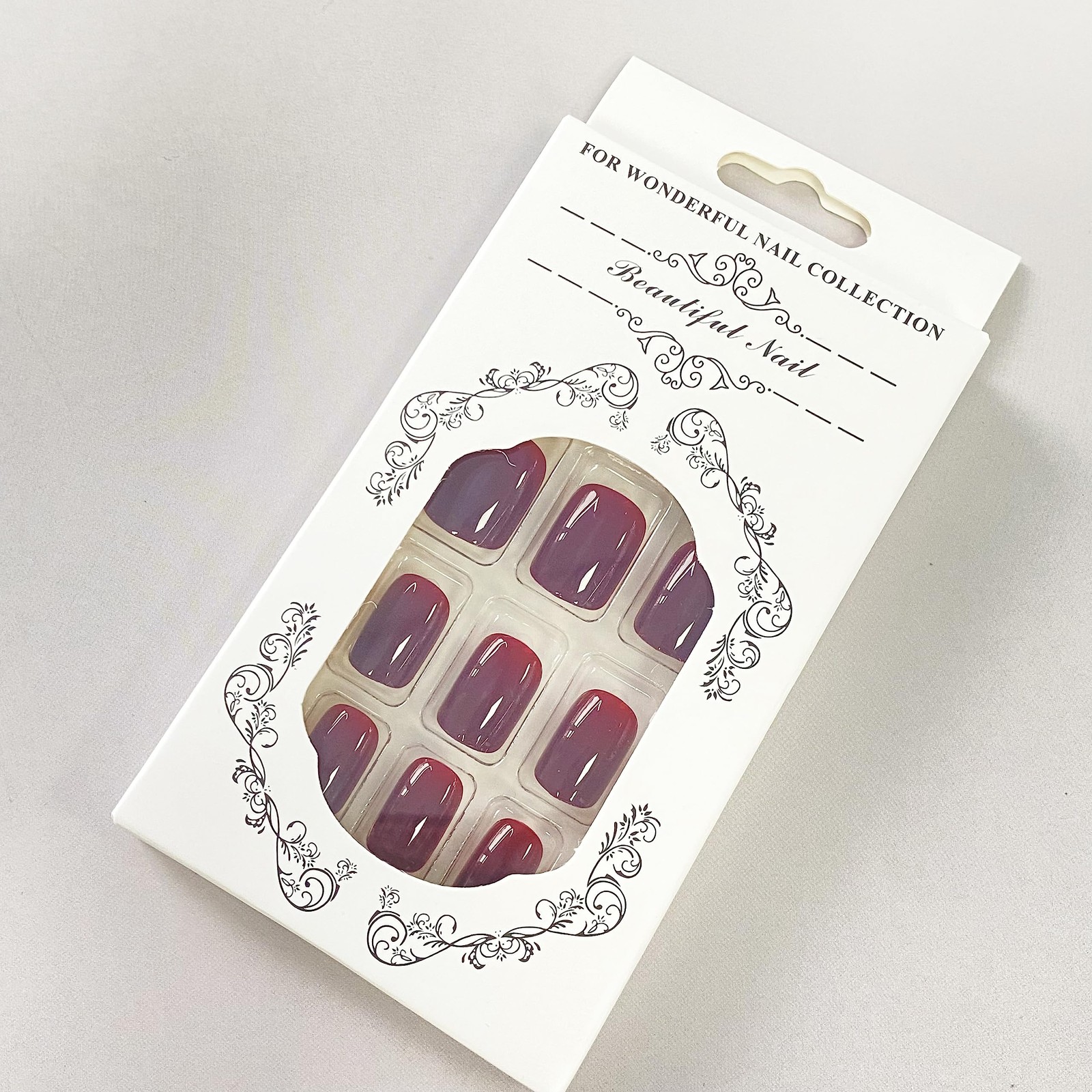 Extra Short Press on Nails Square Wine Red Fake Nails Petite Solid Color Acry…