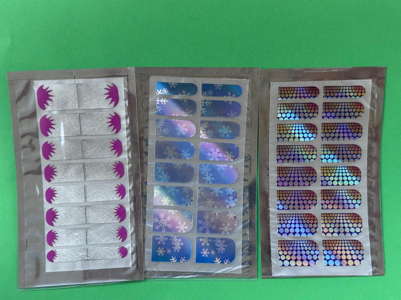 3 Multicolor 16 Patch In a Pack Nail Stickers Full Nail Wraps Strips Brand New.