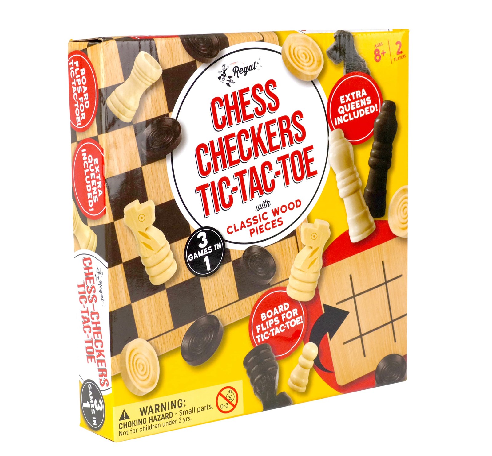 Regal Games – Reversible Wooden Board 10.5″ x 10.5″, 10.5 Inch –