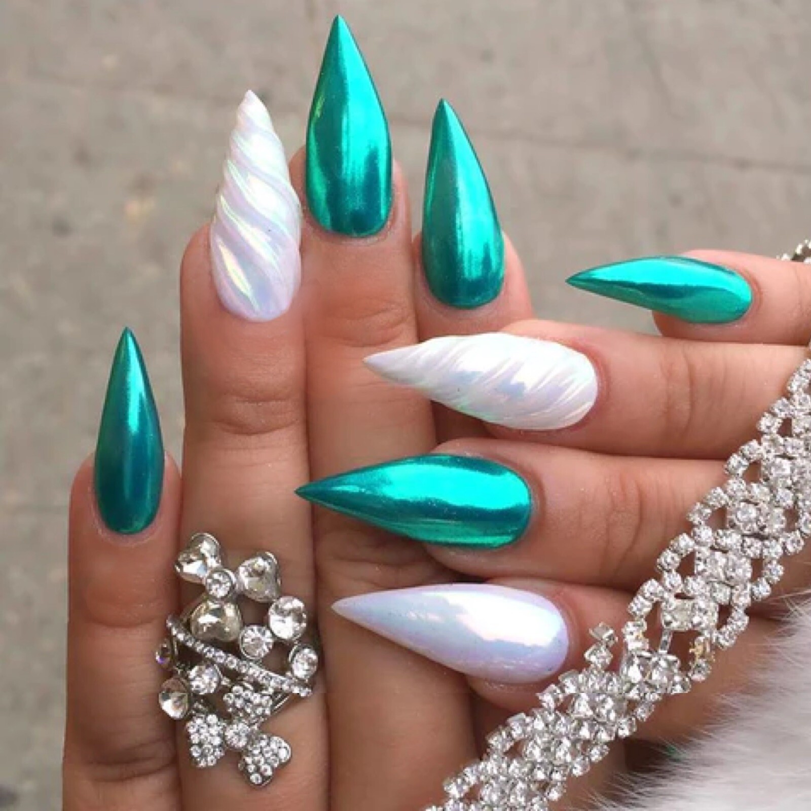 Turquoise Nail Powder Mirror Chrome Nails Teal Shiny Effect Mermaid Pigment Dust