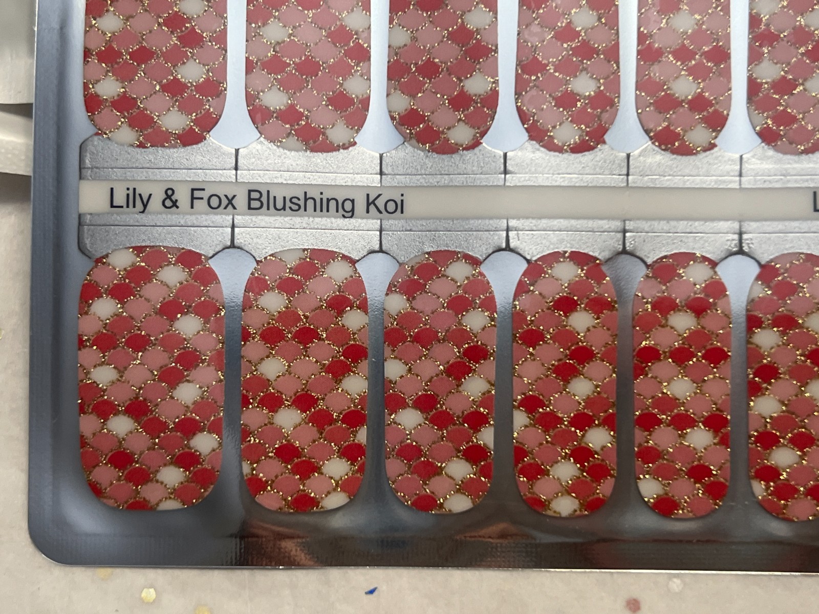 1 SET Lily and Fox Nail Wraps Stickers Self Stick Manicure Sealed Blushing Koi