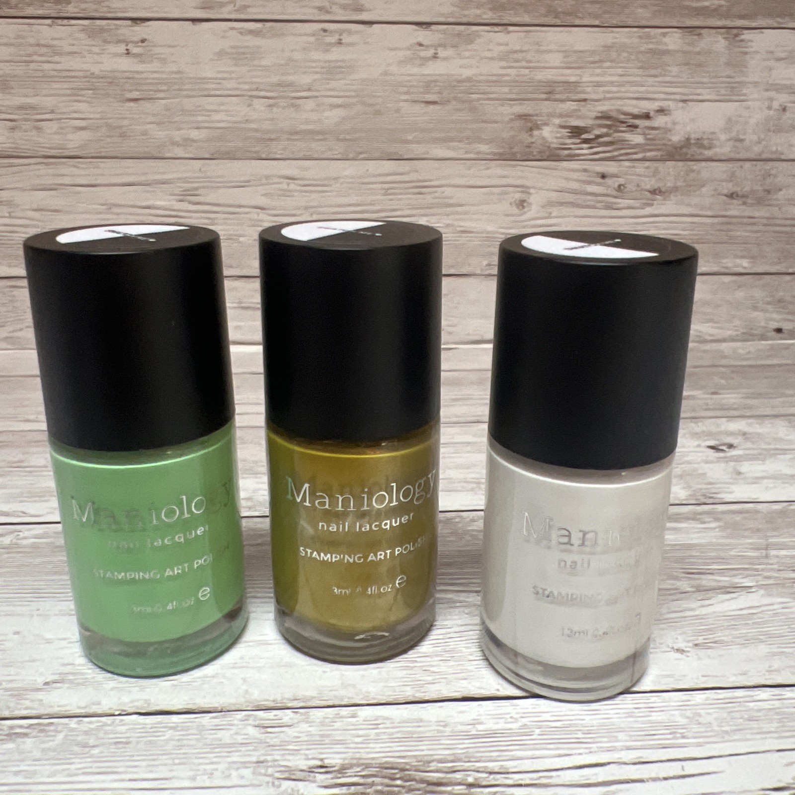 LOT OF 4 MANIOLOGY NAIL STAMPING PLATES & 3 MANIOLOGY POLISH