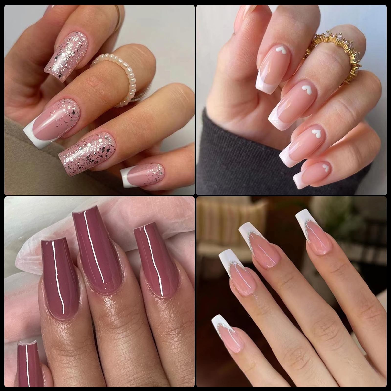 AddFavor 600pcs Square Nail Tips, Medium Gel Nail Tips Square Clear Fake Nail…