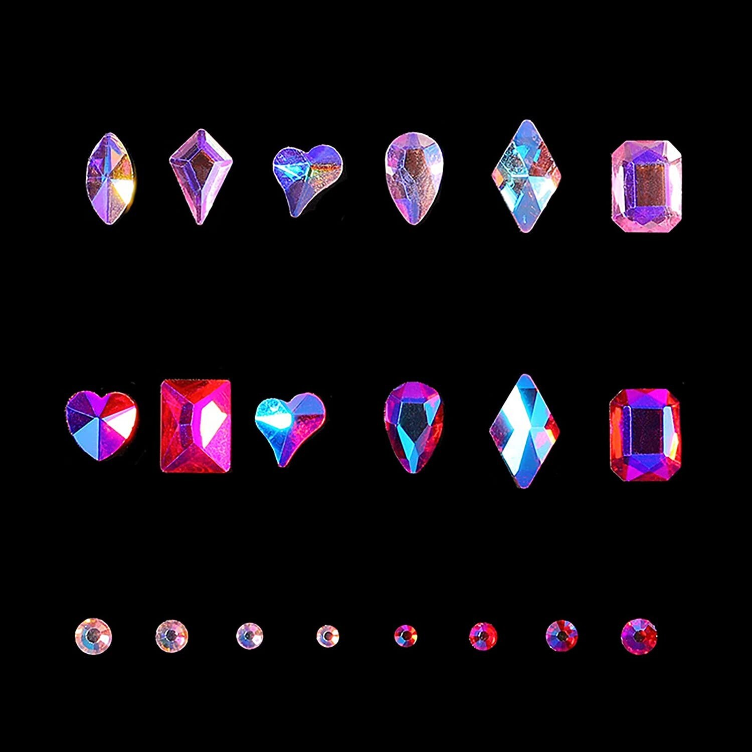 SANNE Nail Rhinestones Kit – 2000 Multi Shapes Pink Crystal Rhinestones for Nail