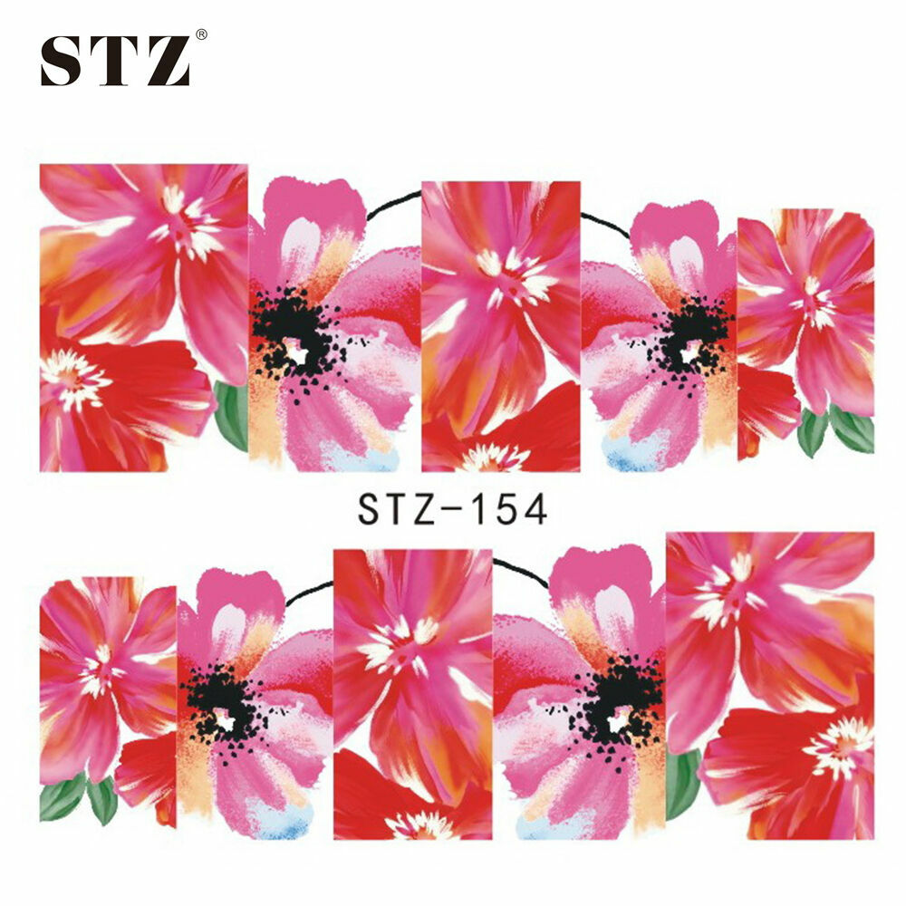 Full Wrap Water Transfers Nail Art Decals Flower Clock Leaf Bow Decoration NS11